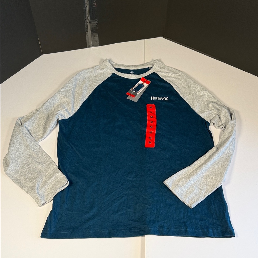 Hurley Teal and Gray Long Sleeve Tee
